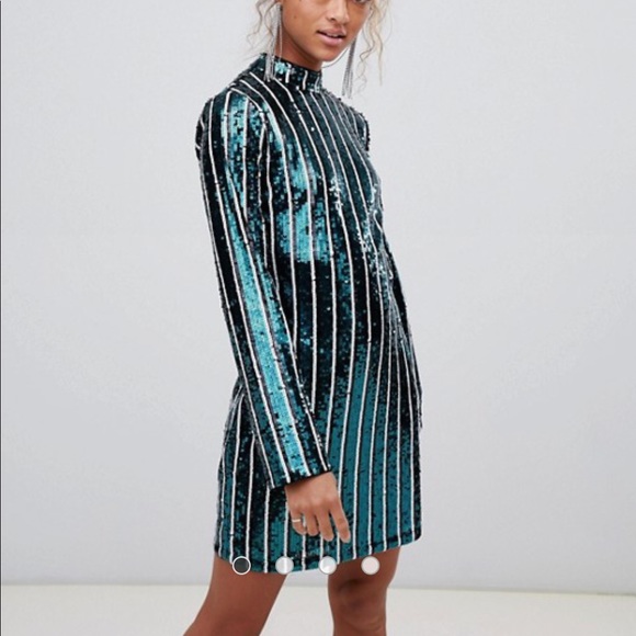 green sequin mini dress